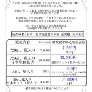 酵素原液・取扱い銘柄変更のお知らせ